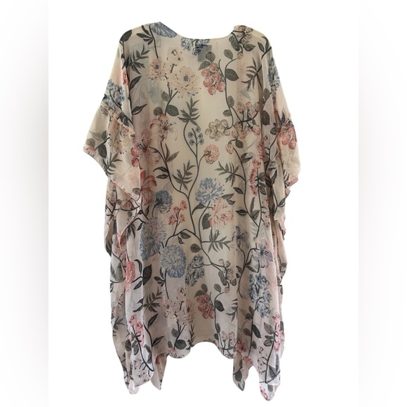 David & Young Light Pink Floral Ruffle Sleeve Kimono OSFM - Picture 3 of 5